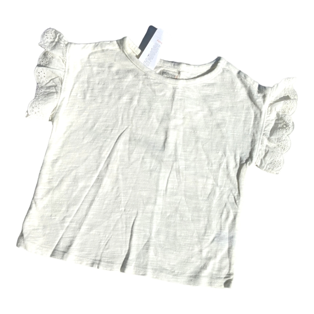 Gymboree Girls 2T White Lacy Sleeve T-shirt